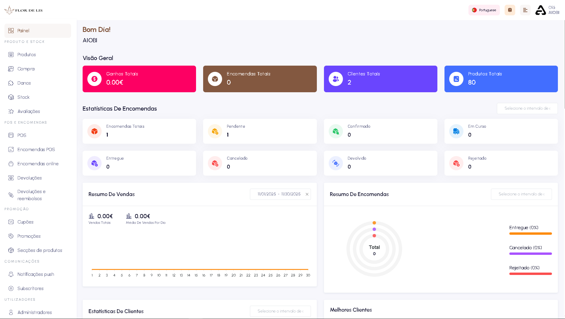 Screenshot da interface
