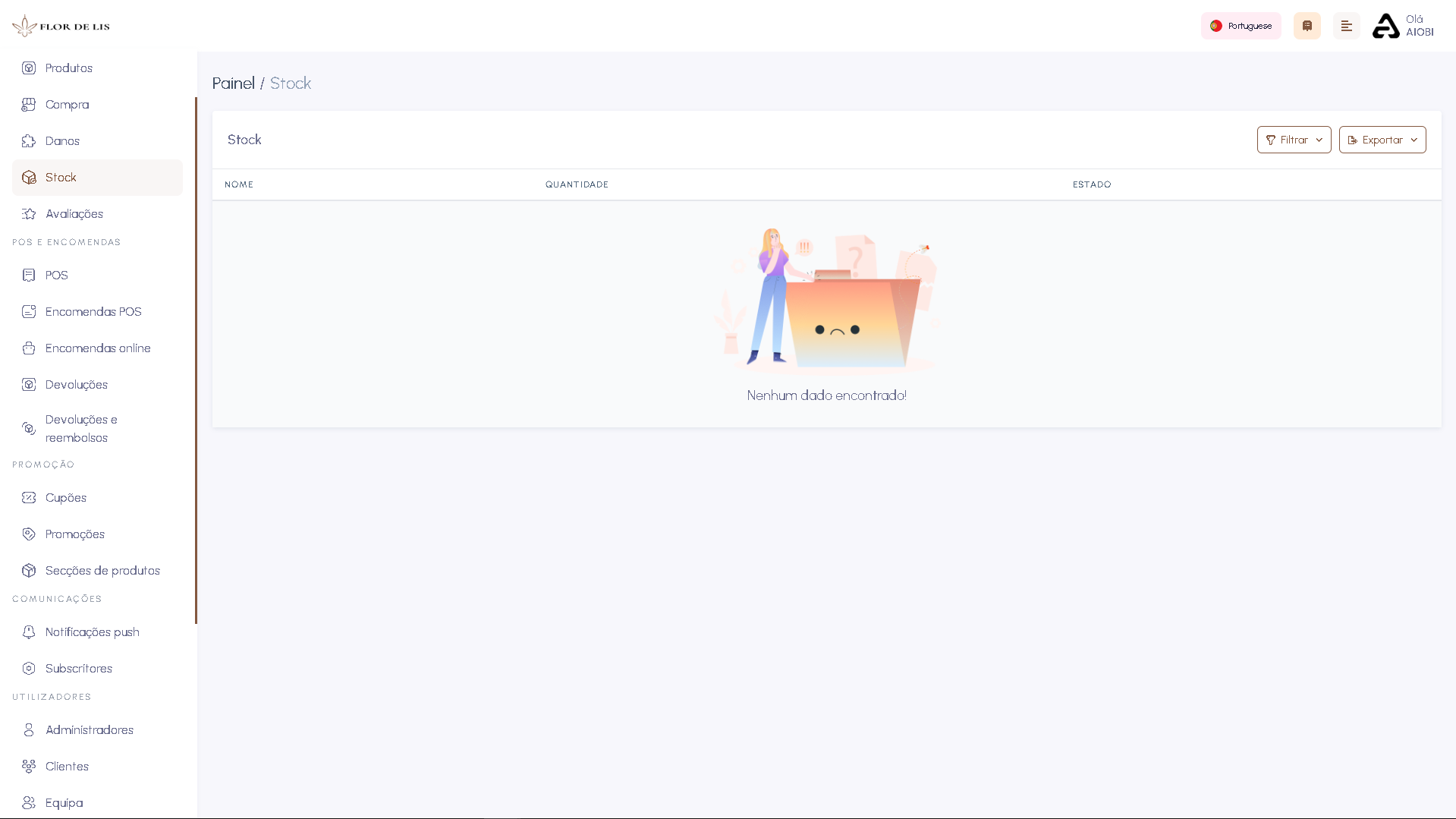 Screenshot da interface