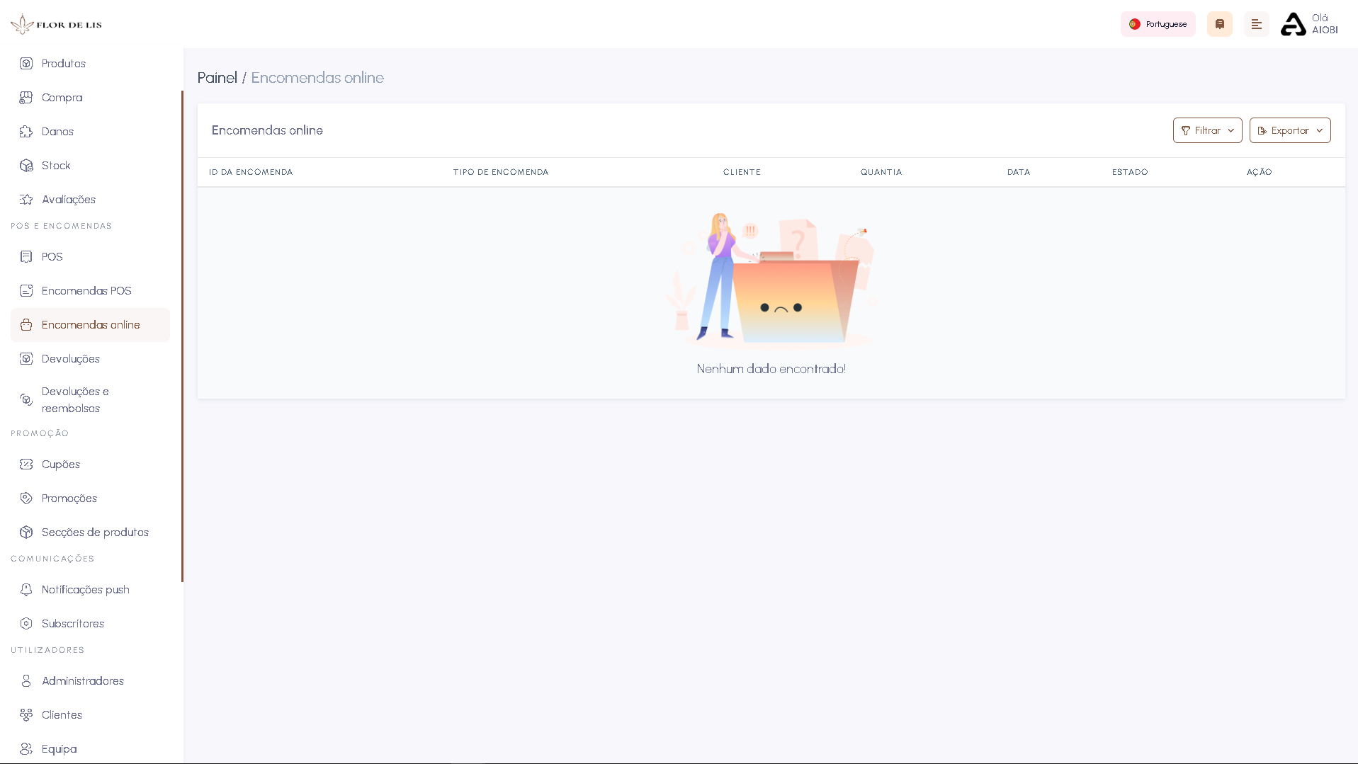 Screenshot da interface