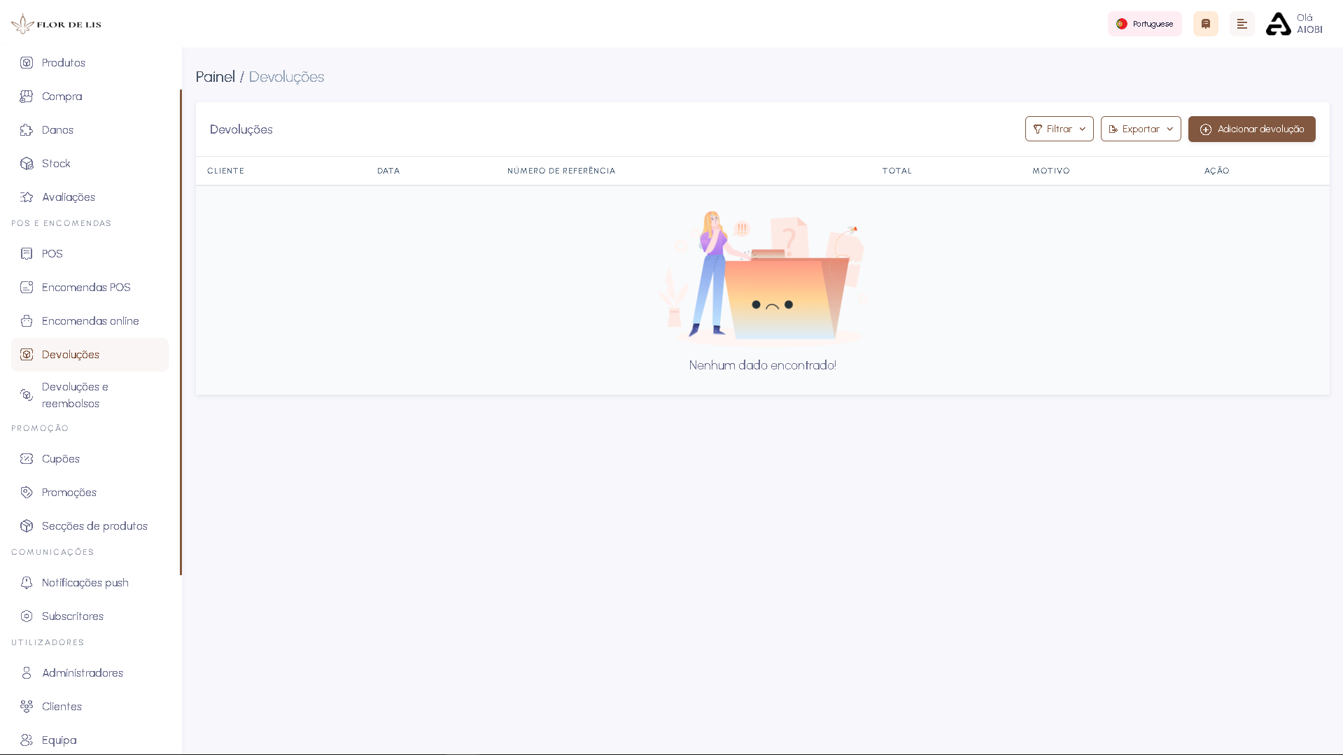 Screenshot da interface