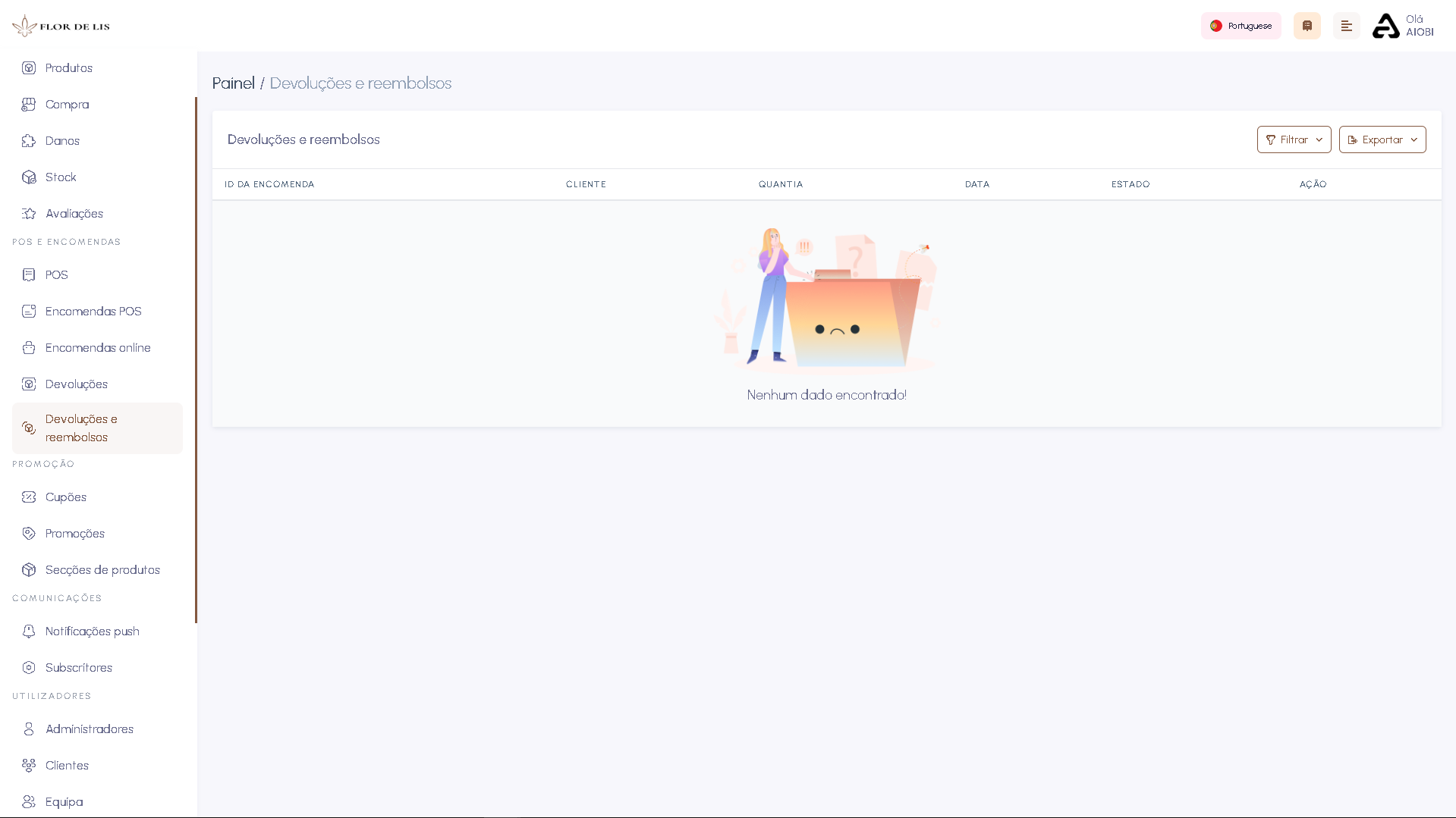 Screenshot da interface
