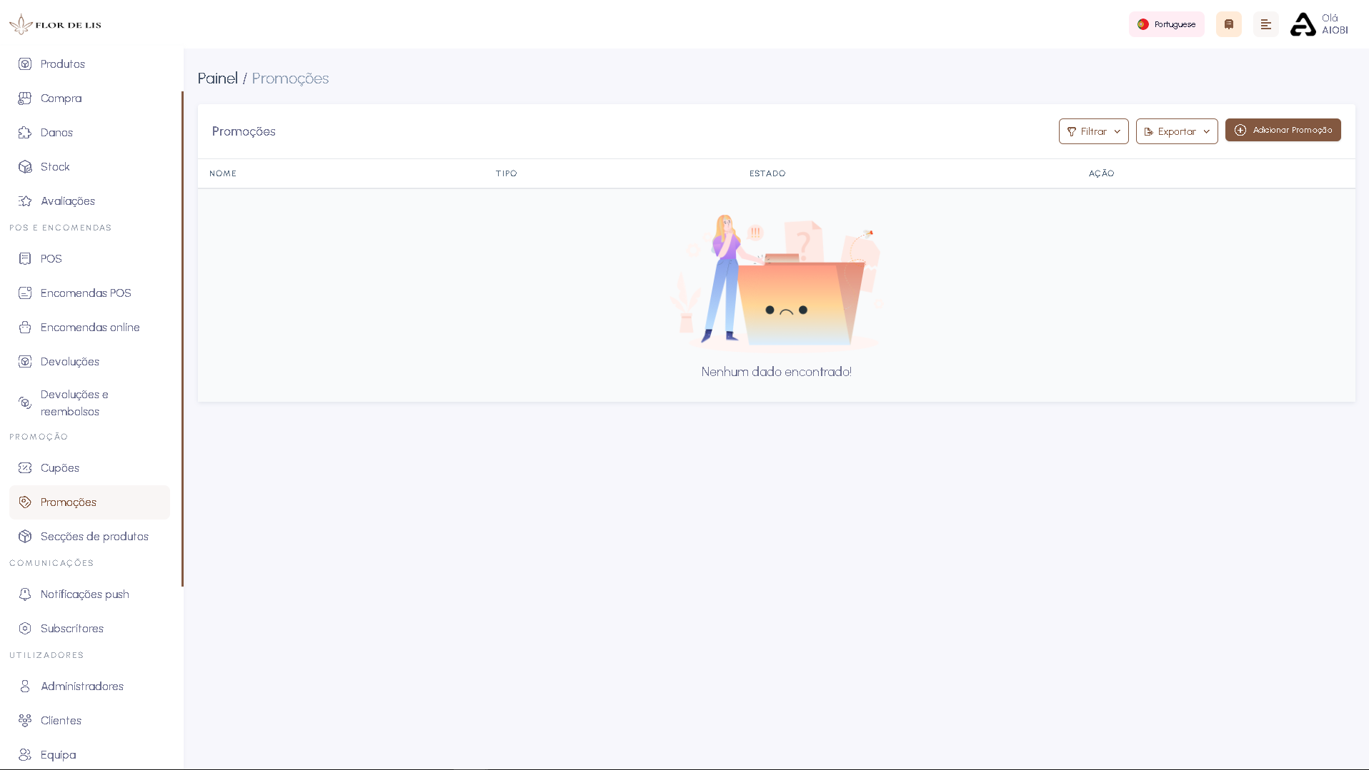 Screenshot da interface