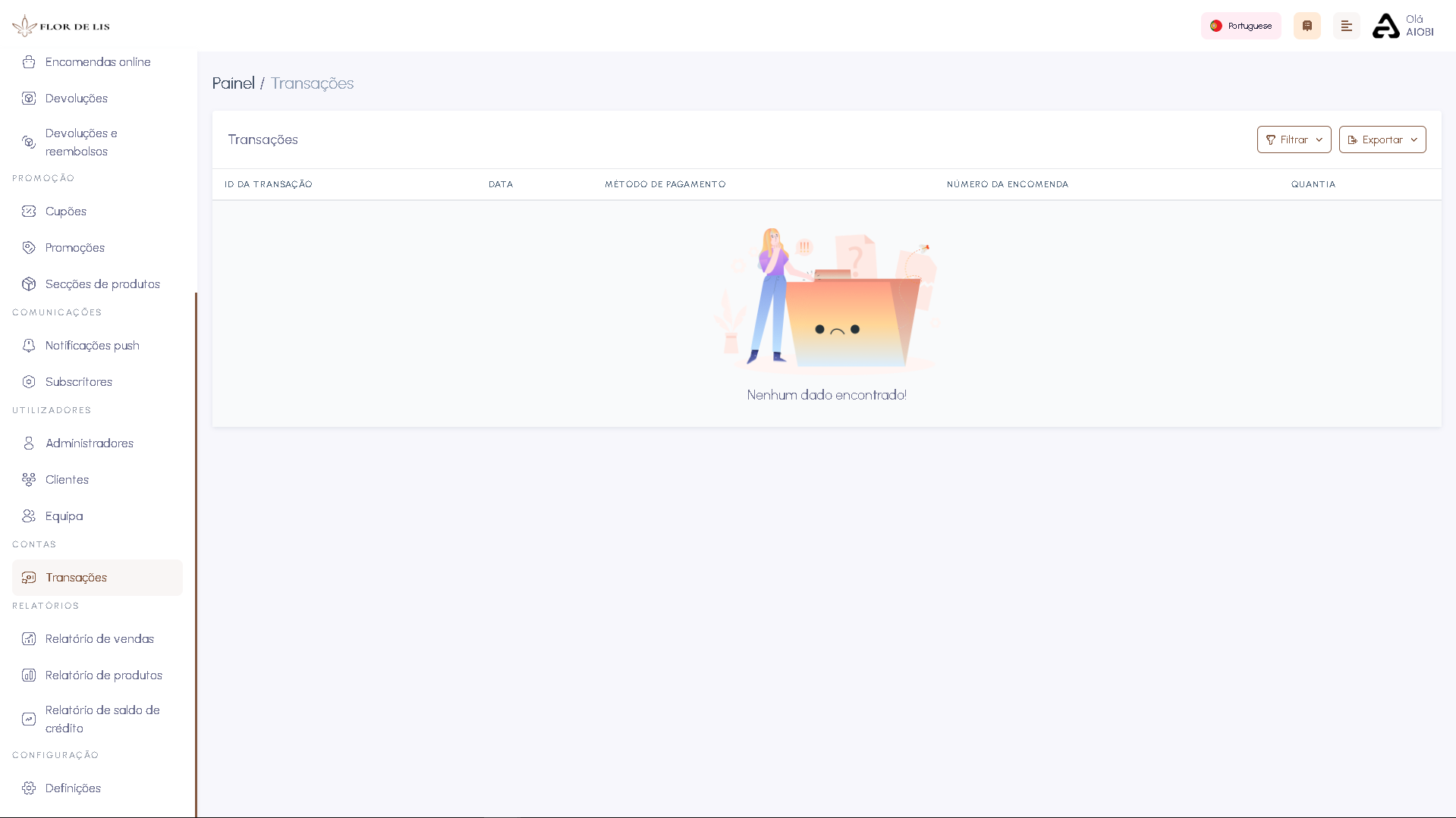Screenshot da interface